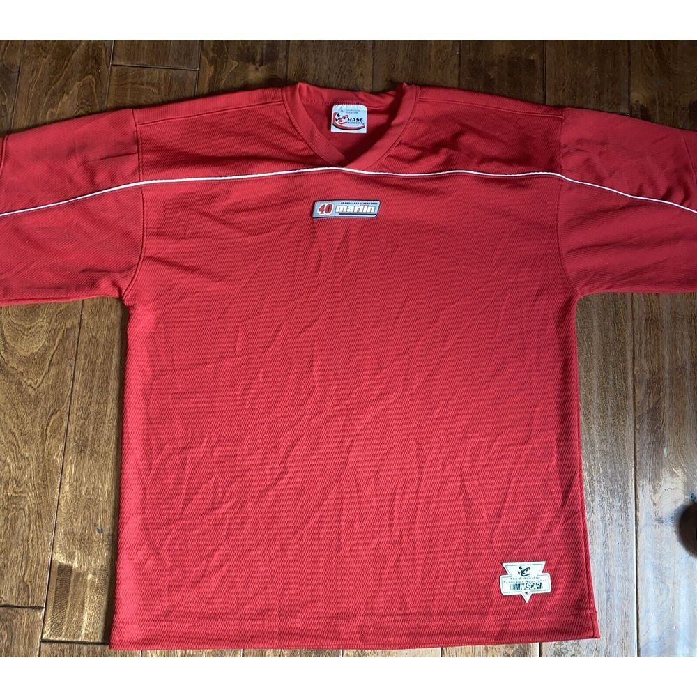 Chas Authentics Shirt XL 40 MARLIN NASCAR Red Shirt, preowned